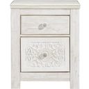The appearance of Paxberry Whitewash Two Drawer Nightstand designed by Signature Design by Ashley in the traditional interior design. This white wash piece of furniture was selected by 1StopBedrooms from Paxberry Collection to add a touch of cosiness and style into your home. Sku: B181-92. Material: Wood.