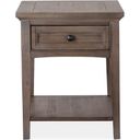 The appearance of Paxton Place Dovetail Grey Rectangle End Table designed by Magnussen in the transitional interior design. This gray piece of furniture was selected by 1StopBedrooms from Paxton Place Collection to add a touch of cosiness and style into your home. Sku: T4805-03. Material: Pine Veneer.