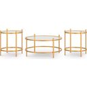 The appearance of Pearlox Table Set of 3 In Gold designed by Signature Design by Ashley in the transitional interior design. This gold piece of furniture  was selected by 1StopBedrooms from Pearlox Collection to add a touch of cosiness and style into your home. Sku: T173-13. Material: Glass.