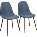 The appearance of Pebble Mid-Century Modern Dining/Accent Chair In Walnut And Blue Fabric - Set Of 2 designed by Lumisource in the transitional interior design. This walnut piece of furniture  was selected by 1StopBedrooms from Pebble Collection to add a touch of cosiness and style into your home. Sku: CH-PEB WL+BU2. Material: Metal.