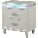 Perla Led Night Stand Made With Wood In Milky White