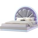 Perla Led Queen Size Bed Made With Wood In Milky White
