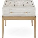 The appearance of Perrine Square End Table In White designed by Bassett Mirror Company in the modern / contemporary interior design. This white piece of furniture was selected by 1StopBedrooms from Perrine Collection to add a touch of cosiness and style into your home. Sku: 2431-LR-200. Material: Solid Hardwood.