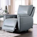 The appearance of Phineas Power Recliner In Pale Blue designed by Furniture of America in the transitional interior design. This pale blue piece of furniture was selected by 1StopBedrooms from Phineas Collection to add a touch of cosiness and style into your home. Sku: CM9921PB-CH-PM. Material: Leather Match.