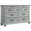 The appearance of Picket House Furnishings Brooks 9 Drawer Dresser in Grey designed by Picket House in the traditional interior design. This grey piece of furniture  was selected by 1StopBedrooms from Brooks Collection to add a touch of cosiness and style into your home. Sku: SR300DR. Material: MDF.