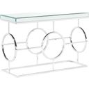 The appearance of Picket House Furnishings Katie Rectangle Mirrored Sofa Table designed by Picket House in the transitional interior design. This chrome piece of furniture was selected by 1StopBedrooms from Katie Collection to add a touch of cosiness and style into your home. Sku: CTPL100STE. Material: Metal.
