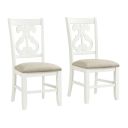 Stanford Wooden Swirl Back Side Chair Set of 2 In White