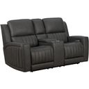 The appearance of Pierce Zero Gravity Power Reclining Loveseat with Power Head Rests In Dark Gray designed by BarcaLounger in the modern / contemporary interior design. This dark gray piece of furniture  was selected by 1StopBedrooms from Pierce Collection to add a touch of cosiness and style into your home. Sku: 24PHL1303376196. Material: Leather.