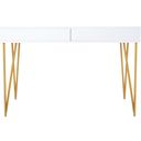 Pine White and Gold Two Drawer Desk