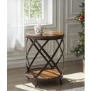 The appearance of Pinebrook Round Accent Table designed by Magnussen in the transitional interior design. This brown piece of furniture  was selected by 1StopBedrooms from Pinebrook Collection to add a touch of cosiness and style into your home. Sku: T1755-35. Material: Pine Veneer.