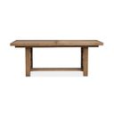 The appearance of Plum Creek Extendable Trestle Dining Table In Sierra Brown designed by Magnussen in the coastal interior design. This sierra brown piece of furniture  was selected by 1StopBedrooms from Plum Creek Collection to add a touch of cosiness and style into your home. Sku: D5768-21. Table Top Shape: Rectangular. Size: 80" x 40". Material: Oak Veneer.