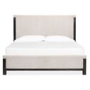 The appearance of Plum Creek Queen Upholstered Panel Bed In Ravenwood Black designed by Magnussen in the coastal interior design. This ravenwood black piece of furniture was selected by 1StopBedrooms from Plum Creek Collection to add a touch of cosiness and style into your home. Sku: B5990-55H;B5990-55F;B5990-54R. Bed Size: Queen. Material: Oak Veneer. Bed Type: Upholstered Bed.