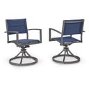 The appearance of Point Bonita Outdoor Sling Swivel Chair Set of 2 In Gray and Blue designed by Signature Design by Ashley in the modern / contemporary interior design. This gray/blue piece of furniture was selected by 1StopBedrooms from Point Bonita Collection to add a touch of cosiness and style into your home. Sku: P326-602A.