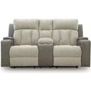 The appearance of Point Clear Power Reclining Loveseat with Console In Sisal designed by Signature Design by Ashley in the modern / contemporary interior design. This sisal piece of furniture  was selected by 1StopBedrooms from Point Clear Collection to add a touch of cosiness and style into your home. Sku: NC6320418. Material: Fabric.