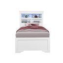Pompei Bookcase Twin Bed with LED In Metallic White