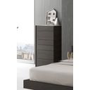 The appearance of Porto Natural Light Grey Lacquer Chest designed by J&M in the modern / contemporary interior design. This brown piece of furniture was selected by 1StopBedrooms from Porto Collection to add a touch of cosiness and style into your home. Sku: 17867-C. Material: Wood.