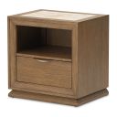 Portrait 1-Drawer Nightstand with LED Lights In Sienna Brown