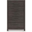 The appearance of Prendonea Chest of Drawers In Charcoal designed by Signature Design by Ashley in the transitional interior design. This charcoal piece of furniture was selected by 1StopBedrooms from Prendonea Collection to add a touch of cosiness and style into your home. Sku: B3789-46. Material: Wood.