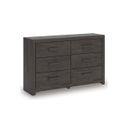 The appearance of Prendonea Dresser In Charcoal designed by Signature Design by Ashley in the transitional interior design. This charcoal piece of furniture was selected by 1StopBedrooms from Prendonea Collection to add a touch of cosiness and style into your home. Sku: B3789-31. Material: Wood.
