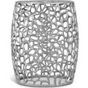 The appearance of Priya End Table In Silver designed by Meridian in the modern / contemporary interior design. This silver piece of furniture  was selected by 1StopBedrooms from Priya Collection to add a touch of cosiness and style into your home. Sku: 224Silver-E. Material: Aluminum.
