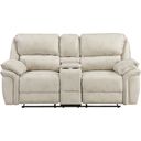 The appearance of Proctor Double Reclining Loveseat with Center Console In Beige designed by Homelegance in the transitional interior design. This beige piece of furniture  was selected by 1StopBedrooms from Proctor Collection to add a touch of cosiness and style into your home. Sku: 8517PWT-2. Material: Polyester.