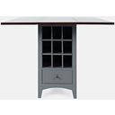 The appearance of Asbury Park Storage Counter Drop Leaf Dining Table with Wine Rack In Grey designed by Jofran in the modern / contemporary interior design. This grey piece of furniture was selected by 1StopBedrooms from Asbury Park Collection to add a touch of cosiness and style into your home. Sku: 1816-48. Table Top Shape: Rectangular. Size: 42" x 48". Material: Acacia.