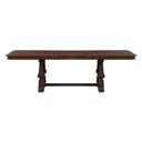 The appearance of Provence Park Trestle Table Set In Chateau Brown designed by Liberty in the traditional interior design. This chateau brown piece of furniture was selected by 1StopBedrooms from Provence Park Collection to add a touch of cosiness and style into your home. Sku: 765-P4402;765-T4402. Table Top Shape: Rectangular. Size: 102" x 44". Material: Solid Rubberwood.