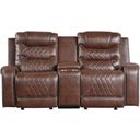 The appearance of Putnam Brown Double Glider Reclining Loveseat designed by Homelegance in the modern / contemporary interior design. This brown piece of furniture was selected by 1StopBedrooms from Putnam Collection to add a touch of cosiness and style into your home. Sku: 9405BR-2. Material: Microfiber.