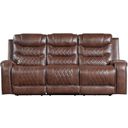 The appearance of Putnam Brown Power Double Reclining Sofa designed by Homelegance in the modern / contemporary interior design. This brown piece of furniture was selected by 1StopBedrooms from Putnam Collection to add a touch of cosiness and style into your home. Sku: 9405BR-3PW. Material: Microfiber.