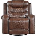 The appearance of Putnam Brown Swivel Glider Recliner designed by Homelegance in the modern / contemporary interior design. This brown piece of furniture was selected by 1StopBedrooms from Putnam Collection to add a touch of cosiness and style into your home. Sku: 9405BR-1. Material: Microfiber.