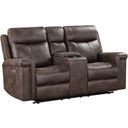 The appearance of Quade Console Loveseat with Power Footrest In Mocha designed by New Classic in the modern / contemporary interior design. This mocha piece of furniture was selected by 1StopBedrooms from Quade Collection to add a touch of cosiness and style into your home. Sku: U1798-25P1-MCH. Material: Fabric.