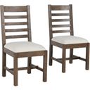The appearance of Quincy Upholstered Dining Chair In Distressed Brown - Set of 2 designed by Classic Home in the transitional interior design. This distressed brown piece of furniture  was selected by 1StopBedrooms from Caleb Collection to add a touch of cosiness and style into your home. Sku: 53004425. Material: Reclaimed Pine.