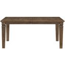 The appearance of Quinn Dining Table In Brown designed by Homelegance in the traditional interior design. This brown piece of furniture was selected by 1StopBedrooms from Quinn Collection to add a touch of cosiness and style into your home. Sku: 6020-84. Material: Wood. Table Top Shape: Rectangular. Size: 42" x 66".