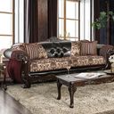 The appearance of Quirino Sofa (Burgundy / Dark Brown) designed by Furniture of America in the traditional interior design. This mixed piece of furniture was selected by 1StopBedrooms from Quirino Collection to add a touch of cosiness and style into your home. Sku: SM6415-SF. Material: Leather.