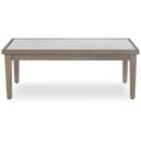 The appearance of Rainier Ranch Outdoor Coffee Table In Brown and Beige designed by Signature Design by Ashley in the modern / contemporary interior design. This brown and beige piece of furniture was selected by 1StopBedrooms from Rainier Ranch Collection to add a touch of cosiness and style into your home. Sku: P701-701. Material: Marble. Table Top Shape: Rectangular.