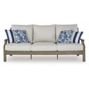 The appearance of Rainier Ranch Outdoor Sofa with Cushion In Brown and Beige designed by Signature Design by Ashley in the modern / contemporary interior design. This brown and beige piece of furniture was selected by 1StopBedrooms from Rainier Ranch Collection to add a touch of cosiness and style into your home. Sku: P701-838. Material: Fabric.