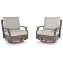 The appearance of Rainier Ranch Outdoor Swivel Glider Chair with Cushion In Brown and Beige designed by Signature Design by Ashley in the modern / contemporary interior design. This brown and beige piece of furniture was selected by 1StopBedrooms from Rainier Ranch Collection to add a touch of cosiness and style into your home. Sku: P701-821. Material: Fabric.