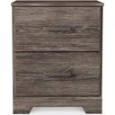 The appearance of Ralinksi Gray Two Drawer Night Stand designed by Signature Design by Ashley in the transitional interior design. This gray piece of furniture was selected by 1StopBedrooms from Ralinksi Collection to add a touch of cosiness and style into your home. Sku: B2587-92. Material: Wood.