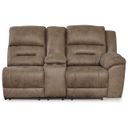 The appearance of Ravenel Right-Arm Facing Power Reclining Loveseat with Console In Fossil designed by Signature Design by Ashley in the modern / contemporary interior design. This fossil piece of furniture was selected by 1StopBedrooms from Ravenel Collection to add a touch of cosiness and style into your home. Sku: 8310690C. Material: Fabric.