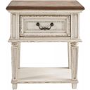 The appearance of Realyn Two Tone 1 Drawer Nightstand designed by Signature Design by Ashley in the transitional interior design. This chipped white piece of furniture was selected by 1StopBedrooms from Realyn Collection to add a touch of cosiness and style into your home. Sku: B743-91. Material: Wood.