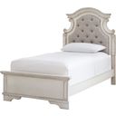 The appearance of Realyn Two Tone Twin Upholstered Panel Bed designed by Signature Design by Ashley in the transitional interior design. This chipped white piece of furniture was selected by 1StopBedrooms from Realyn Collection to add a touch of cosiness and style into your home. Sku: B743-53;B743-52;B743-83. Bed Type: Panel Bed. Material: Fabric. Bed Size: Twin.