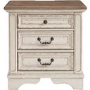 The appearance of Realyn Two Tone 3 Drawer Nightstand designed by Signature Design by Ashley in the transitional interior design. This two-tone piece of furniture was selected by 1StopBedrooms from Realyn Collection to add a touch of cosiness and style into your home. Sku: B743-93. Material: Wood.