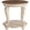 The appearance of Realyn White and Brown Round End Table designed by Signature Design by Ashley in the transitional interior design. This white/brown piece of furniture was selected by 1StopBedrooms from Realyn Collection to add a touch of cosiness and style into your home. Sku: T743-6. Material: Wood.