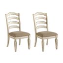 The appearance of Realyn White Dining Upholstered Slatback Side Chair Set of 2 designed by Signature Design by Ashley in the transitional interior design. This chipped white piece of furniture was selected by 1StopBedrooms from Realyn Collection to add a touch of cosiness and style into your home. Sku: D743-01. Material: Fabric.
