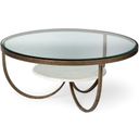 The appearance of Reinhardt 36 Inch Round Glass Top Marble Shelf Gold Metal Base Coffee Table designed by Mercana in the modern / contemporary interior design. This gold piece of furniture was selected by 1StopBedrooms from Reinhardt Collection to add a touch of cosiness and style into your home. Sku: 67804. Material: Metal.
