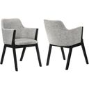 The appearance of Renzo Light Gray Fabric and Black Wood Dining Side Chair Set of 2 designed by Armen Living in the modern / contemporary interior design. This gray piece of furniture was selected by 1StopBedrooms from Renzo Collection to add a touch of cosiness and style into your home. Sku: LCRESIBLGR. Material: Rubberwood.