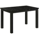 The appearance of Resia Dining Table In Black designed by Crown Mark in the transitional interior design. This black piece of furniture was selected by 1StopBedrooms from Resia Collection to add a touch of cosiness and style into your home. Sku: 2120BK-T-3048. Table Top Shape: Rectangular. Size: 30" x 47". Material: Particle Board.