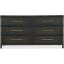 The appearance of Retreat Pole Rattan Dresser in Dark Wood designed by Hooker in the transitional interior design. This dark wood piece of furniture  was selected by 1StopBedrooms from Retreat Collection to add a touch of cosiness and style into your home. Sku: 6950-90202-99. Material: Oak.