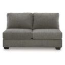 The appearance of Revenna Armless Loveseat In Greystone designed by Signature Design by Ashley in the modern / contemporary interior design. This greystone piece of furniture was selected by 1StopBedrooms from Revenna Collection to add a touch of cosiness and style into your home. Sku: NC4840534. Material: Fabric.