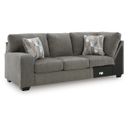 The appearance of Revenna Left-Arm Facing Sofa with Corner Wedge In Greystone designed by Signature Design by Ashley in the modern / contemporary interior design. This greystone piece of furniture was selected by 1StopBedrooms from Revenna Collection to add a touch of cosiness and style into your home. Sku: NC4840548. Material: Fabric.